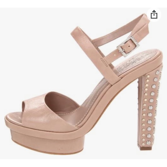 Vince Camuto Cairo Ankle Strap Studded Nude Platform Heels - Picture 3 of 11